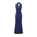 Square Neckline Collarbone-baring Strapless Figure-hugging Pleated Waist-cinching Sheath Skirt