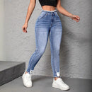 European And American Street Fashion Women's Ripped And Frayed Tight Skinny Jeans