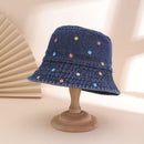 Korean-style Water-washed Embroidered Full-pattern Small Floral Fisherman Hat, Energetic And Cute Flat-top Cap, Suitable For Outdoor Wear.