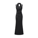 Square Neckline Collarbone-baring Strapless Figure-hugging Pleated Waist-cinching Sheath Skirt