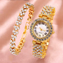 Fashionable Roman-Style Diamond-Encrusted Womens Watch