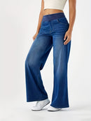 High-waisted Loose-fitting Zip-fly Wide-leg Womens Jeans