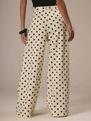 Casual Polka Dot Mid-rise Non-stretch Jeans