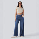 High-waisted Loose-fitting Zip-fly Wide-leg Womens Jeans