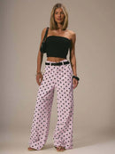 Casual Polka Dot Mid-rise Non-stretch Jeans