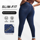European And American Plus-Size Extra-Fit Tight Cropped Denim Jeans