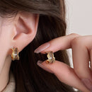 Maillard Coffee-Brown C-Shaped Irregular Dripped-Glaze Earrings