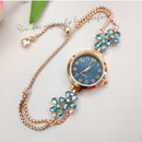 New High-end Chic Flower-shaped Diamond-encrusted Bracelet Watch For Women