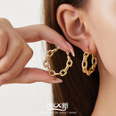 Euro-American Instagram-style Stainless Steel Chain-link C-shaped Earrings