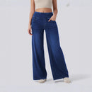 High-waisted Loose-fitting Zip-fly Wide-leg Womens Jeans