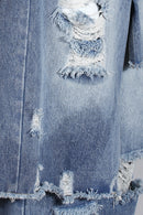 Casual Faux Two-piece Ripped Jeans