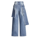 Casual Faux Two-piece Ripped Jeans