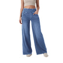 High-waisted Loose-fitting Zip-fly Wide-leg Womens Jeans