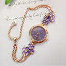 New High-end Chic Flower-shaped Diamond-encrusted Bracelet Watch For Women