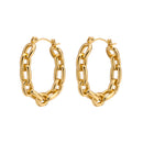 Euro-American Instagram-style Stainless Steel Chain-link C-shaped Earrings