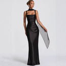 Square Neckline Collarbone-baring Strapless Figure-hugging Pleated Waist-cinching Sheath Skirt