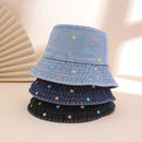 Korean-style Water-washed Embroidered Full-pattern Small Floral Fisherman Hat, Energetic And Cute Flat-top Cap, Suitable For Outdoor Wear.