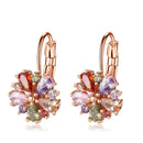 Colorful Zircon Ear Clips In Rose Gold