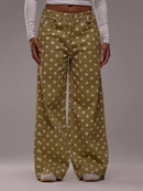 Casual Polka Dot Mid-rise Non-stretch Jeans