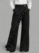 Retro Irregular High-Waist A-Line Denim Trousers