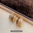 Maillard Coffee-Brown C-Shaped Irregular Dripped-Glaze Earrings