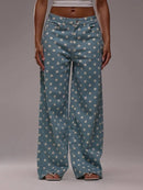 Casual Polka Dot Mid-rise Non-stretch Jeans